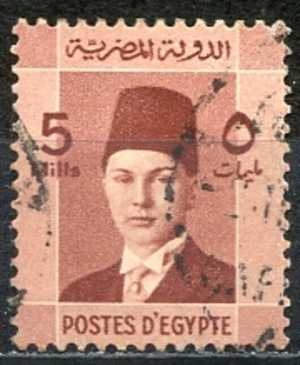 Egipto 1937 Scott 210 Sello º Personaje Rey Farouk Timbre 5M Egypte Mi.227 Yvert191 